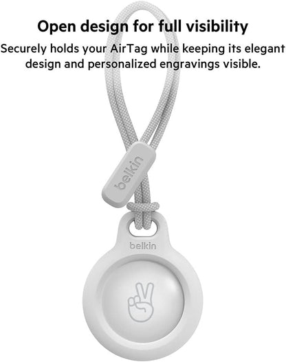 Belkin F8W974 AirTag Case with Strap (Secure Holder Protective Cover for Air Tag with Scratch Resistance Accessory) – White, Tag not included