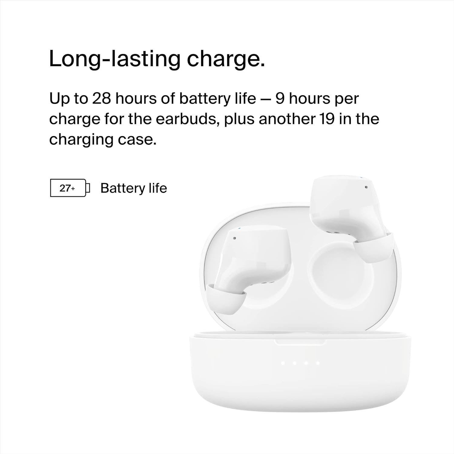 Belkin SoundForm Bolt True Wireless Earbuds, Wireless earphones with up to 28H of battery life and Mono Mode, IPX4 sweat and water resistance, Bluetooth headphones with mic for iPhone, Galaxy and more