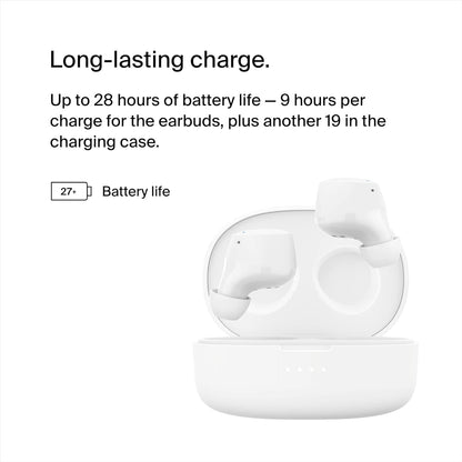 Belkin SoundForm Bolt True Wireless Earbuds, Wireless earphones with up to 28H of battery life and Mono Mode, IPX4 sweat and water resistance, Bluetooth headphones with mic for iPhone, Galaxy and more