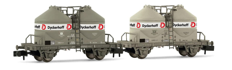DB Silowagen Ucs, 2 Achsen, 2 Stück, graue Lackierung, „Dyckerhoff“, Epoche IV