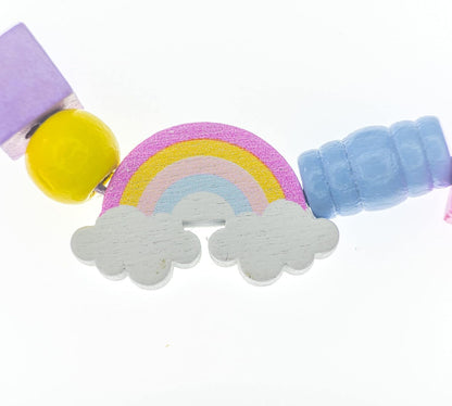 Nice Group Wooden Beads, Wooden Beads, Unicorns Set with 16 Animals Charms for Children, Bracelet and Necklace Kit