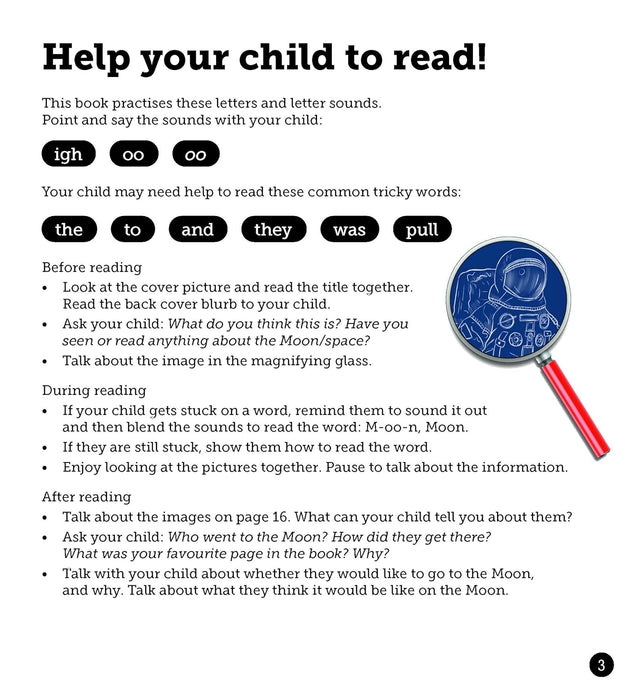 Scholastic Phonics for Little Wandle: Zoom to the Moon! (Set 5). Decodable phonic reader for Ages 4-6. Letters and Sounds Revised - Phase 3 (Phonics Book Bag Readers Non-fiction