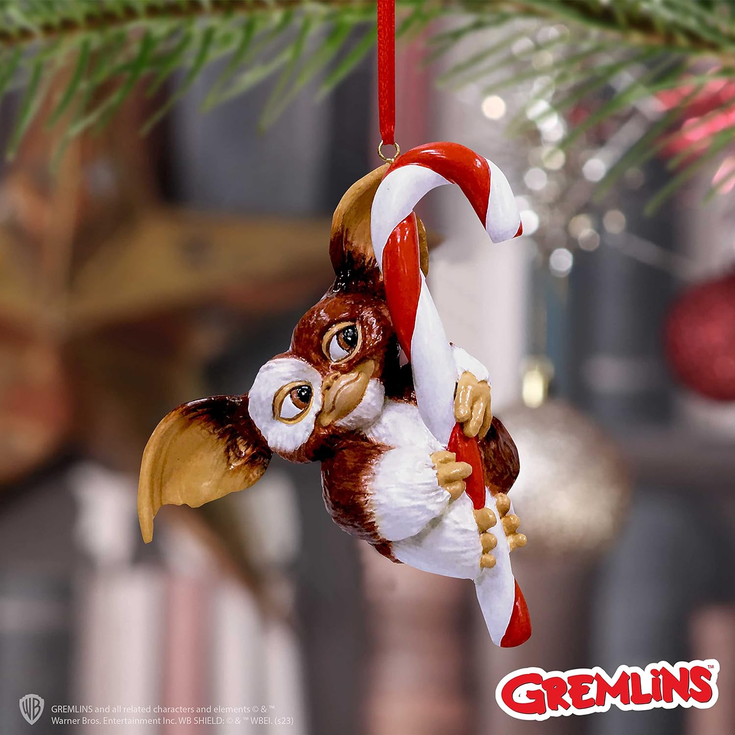 Nemesis Now Gremlins Gizmo Candy Cane Hanging Ornament 10.5cm, Resin, Officially Licensed Gremlins Merchandise, Gremlins Christmas Decoration, Cast in the Finest Resin, Hand-Painted