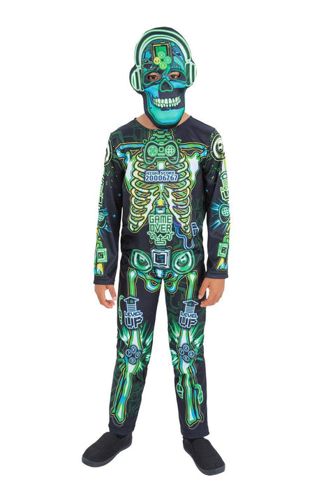 Smiffys 99943 Glow in the Dark Tech Skeleton Costume, Boys, Multi-Colour