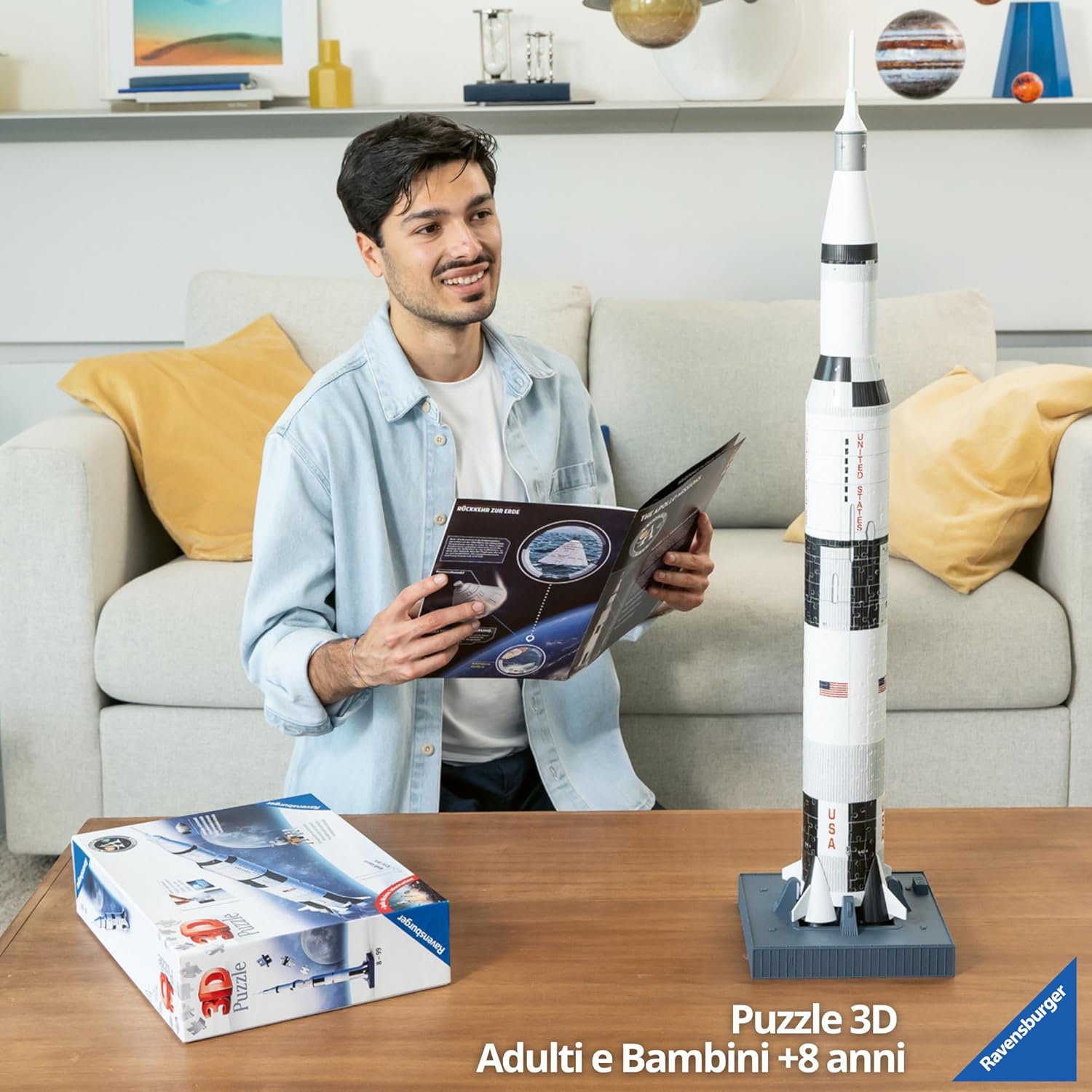 Ravensburger 3D Puzzle 11545 - Apollo Saturn V Rakete - 440 Puzzleteile - Für alle Weltraum Fans ab 8 Jahren