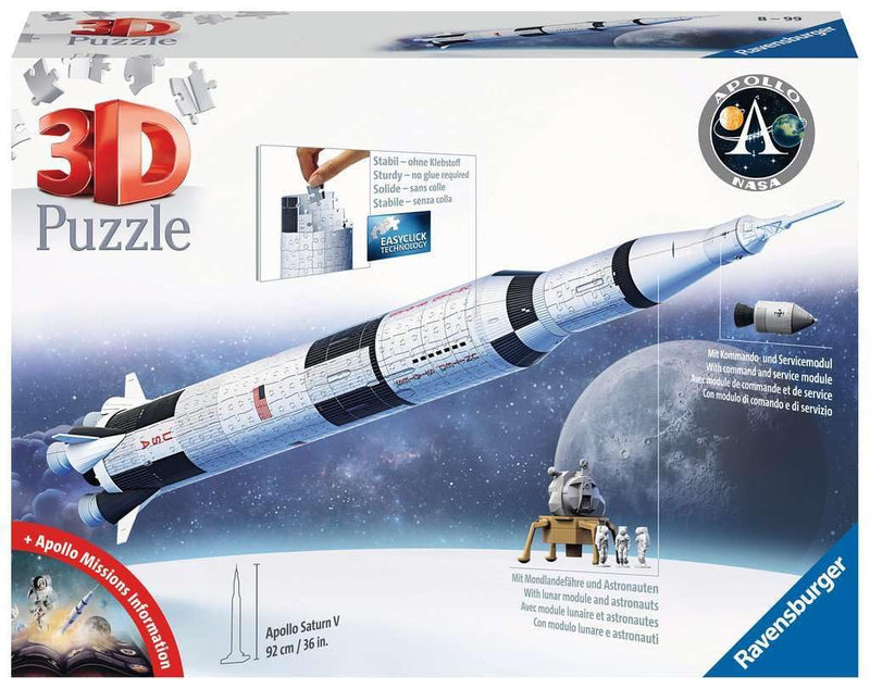 Ravensburger 3D Puzzle 11545 - Apollo Saturn V Rakete - 440 Puzzleteile - Für alle Weltraum Fans ab 8 Jahren