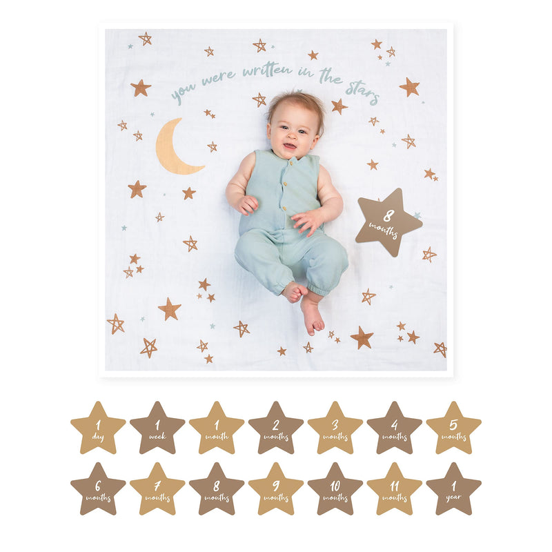 Lulujo - Single Cotton Swaddle & Cards - Written In The Stars