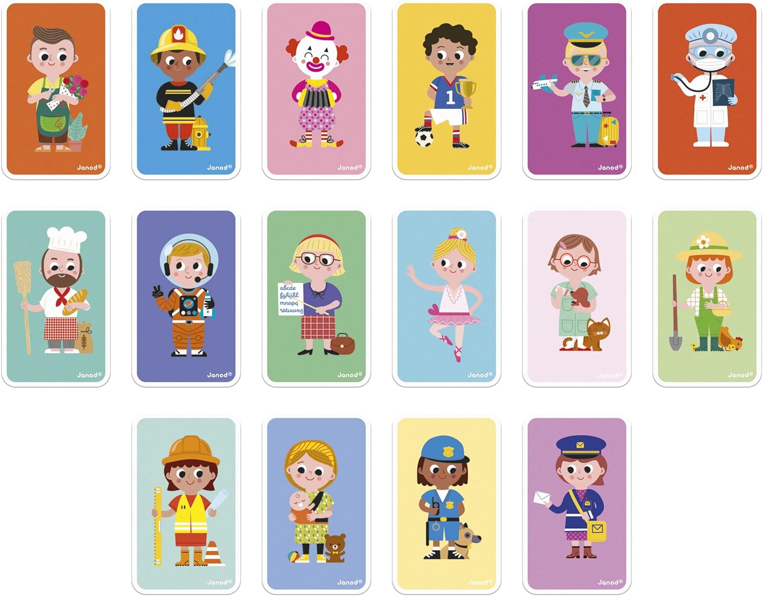 Janod - Magnéti'Book Occupations - Magnetic Educational Game - 48 Magnets + 16 Model Cards - Children’s FSC Cardboard Toy - 3 Years +, J02597