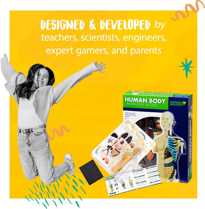Thames & Kosmos, 260830, Human Body Anatomy Model, 37 Parts with Stand and Guide Book, Build Your Own Human Body, Nature Discovery Range, Ages 8+