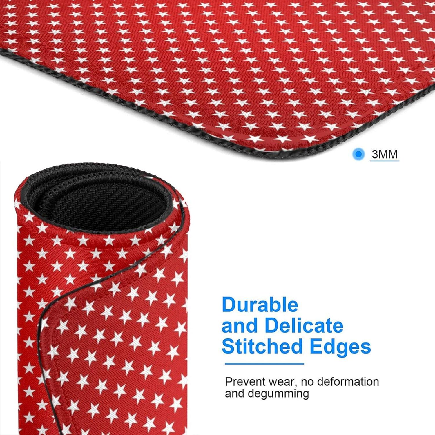 Mouse Pad Customized Mousepad Non-Slip Rubber Base Mouse Pads for Computers Laptop Office Desk Accessories White Stars Red Background Mouse Pad