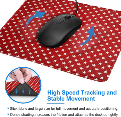 Mouse Pad Customized Mousepad Non-Slip Rubber Base Mouse Pads for Computers Laptop Office Desk Accessories White Stars Red Background Mouse Pad