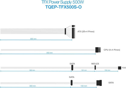 TooQ TQEP-TFX500S-O - 500 W Ecopower II Power Supply TFX 12 V V1.3 OEM Silent Fan