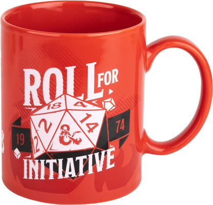 Konix Dungeons & Dragons Tasse - Keramiktasse - 320 ml - Roll for Initiative Motiv - Rot