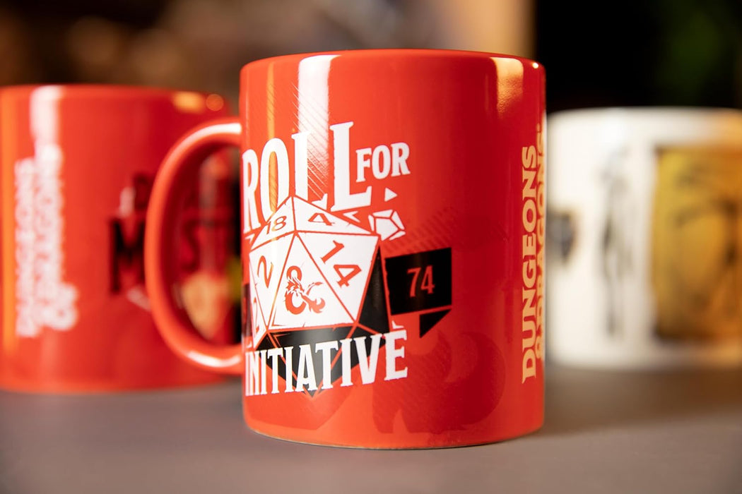 Konix Dungeons & Dragons Tasse - Keramiktasse - 320 ml - Roll for Initiative Motiv - Rot