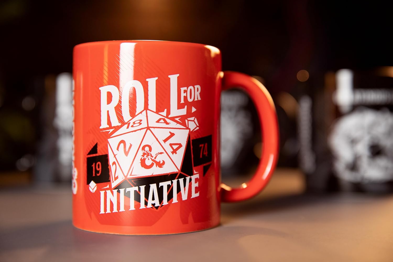 Konix Dungeons & Dragons Tasse - Keramiktasse - 320 ml - Roll for Initiative Motiv - Rot
