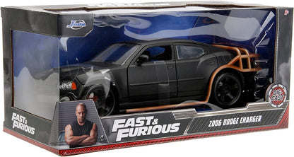 Jada Toys F&F Dodge Charger Heist Car, Fast and Furios, 1:24, Muscle Car, Conocido en la Serie de películas, Color Negro