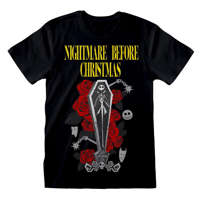 Nightmare Before Christmas Unisex Adult Jack Skellington Coffin T-Shirt (L) (Black)
