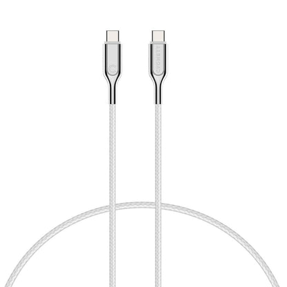 Cygnett Armoured 2.0 USB-C to USB-C (5A/100W) Cable 1M - White - Connector, Fast Charging, Data Transfer