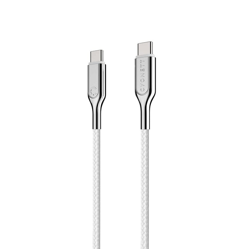 Cygnett Armoured 2.0 USB-C to USB-C (5A/100W) Cable 1M - White - Connector, Fast Charging, Data Transfer