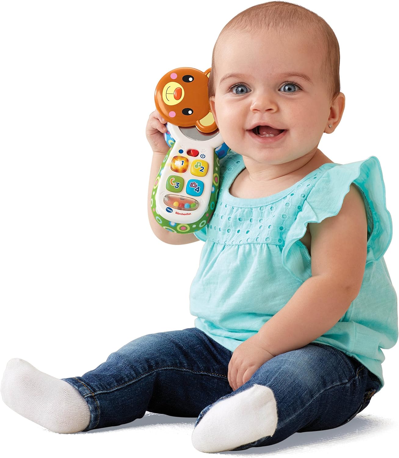 VTech Il Telefono di Teddy, Telefono per Bambini Interattivo, Impara i Colori e i Numeri, Cellulare con Clip, Gioco Neonato con 4 Canzoni e 15 Melodie, Lingua Italiana, Batterie Incluse, 6-36 Mesi