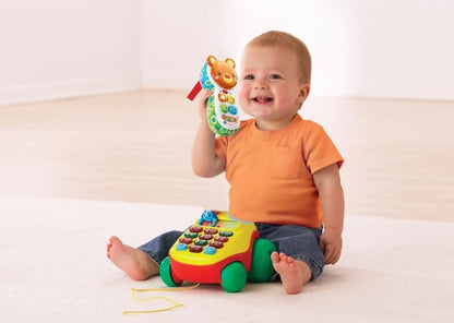 VTech Il Telefono di Teddy, Telefono per Bambini Interattivo, Impara i Colori e i Numeri, Cellulare con Clip, Gioco Neonato con 4 Canzoni e 15 Melodie, Lingua Italiana, Batterie Incluse, 6-36 Mesi