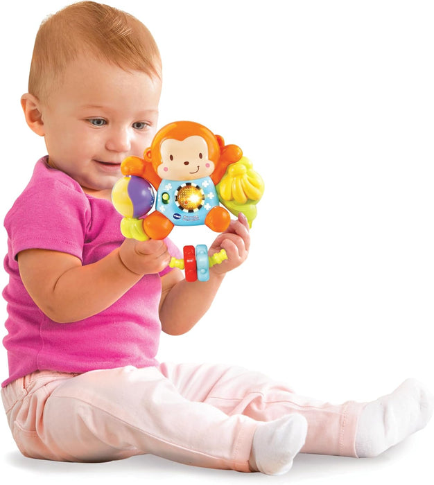 VTech Zoe Sonaglino Interattivo, Sonaglio Neonato con Attivazione a Pulsante Luminoso, Gioco Neonato con 15 Melodie e 35 Frasi, Spegnimento Automatico, Lingua Italiana, Batterie Incluse, 3-36 Mesi