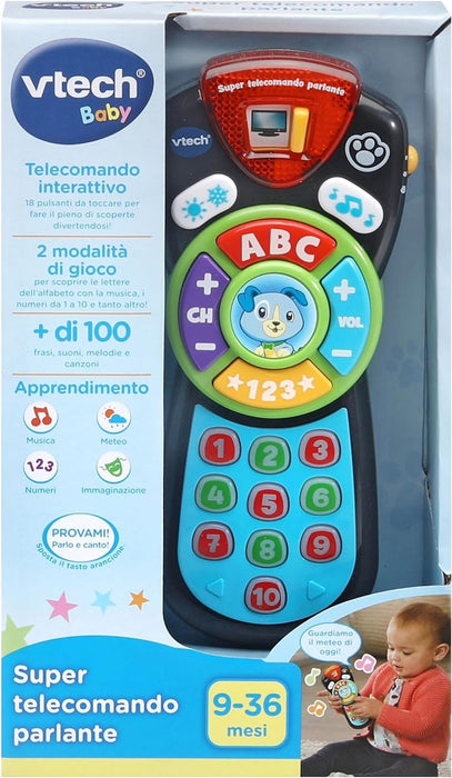 VTech Super Telecomando Parlante, Telecomando Interattivo per Neonati, Impara i Numeri e l'Alfabeto Insieme a Scout, Oltre 100 Canzoni per Bambini, Lingua Italiana, Batterie Incluse, 9-36 Mesi