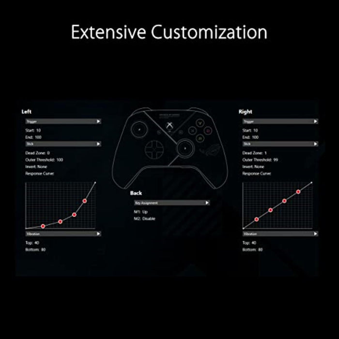 ASUS ROG Raikiri officially licensed Xbox controller, remappable buttons & triggers, 2 rear buttons, step & linear triggers, adjustable joystick sensitivity, 3.5mm jack with ESS DAC, for PC and Xbox