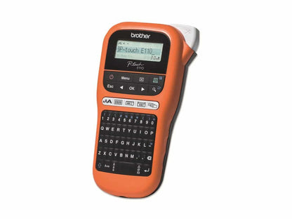 Brother PT-E110 Label Maker, P-Touch Electrician Label Printer, Handheld, QWERTY Keyboard, Up to 12mm Labels, Includes 12mm Black on White Tape Cassette