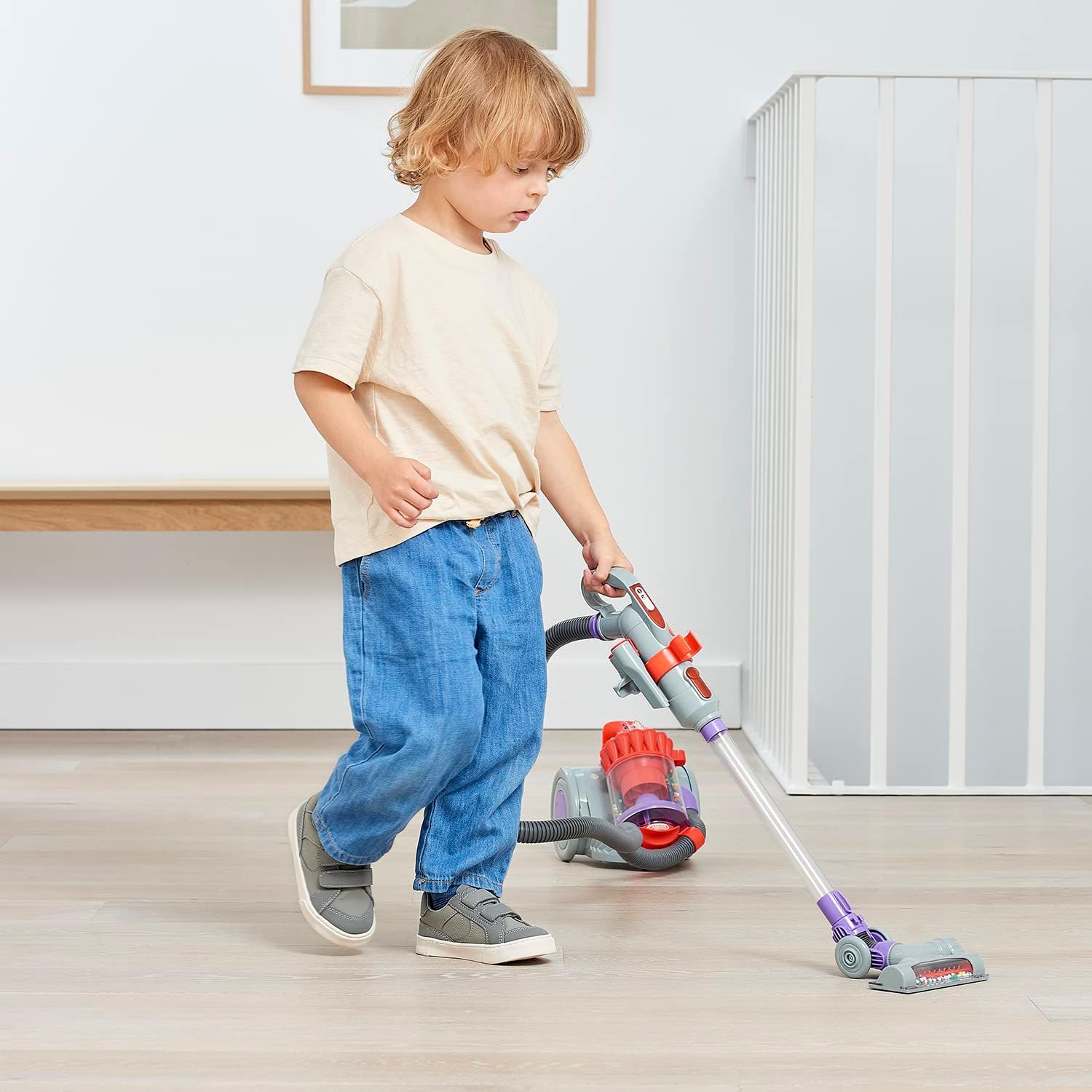Casdon Dyson DC22 Vacuum Cleaner | Toy Dyson DC22 Vacuum Cleaner & Henry Cleaning Trolley | Henry-Inspired Toy Cleaning Trolley For Children Aged 3+ | Wheels Around From Room To Room!