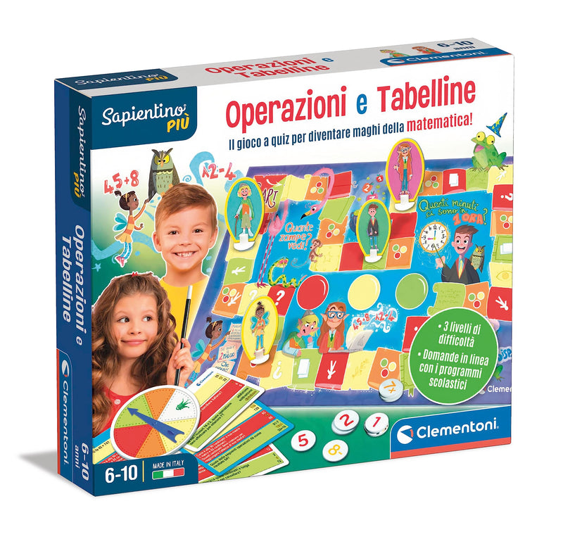 Clementoni - 16596 - Sapientino più - Aritmetica Divertente - Gioco Educativo per Bambini dai 6 Anni per Imparare I Numeri, Gioco da Tavolo sulle Operazioni E Tabelline, Made in Italy