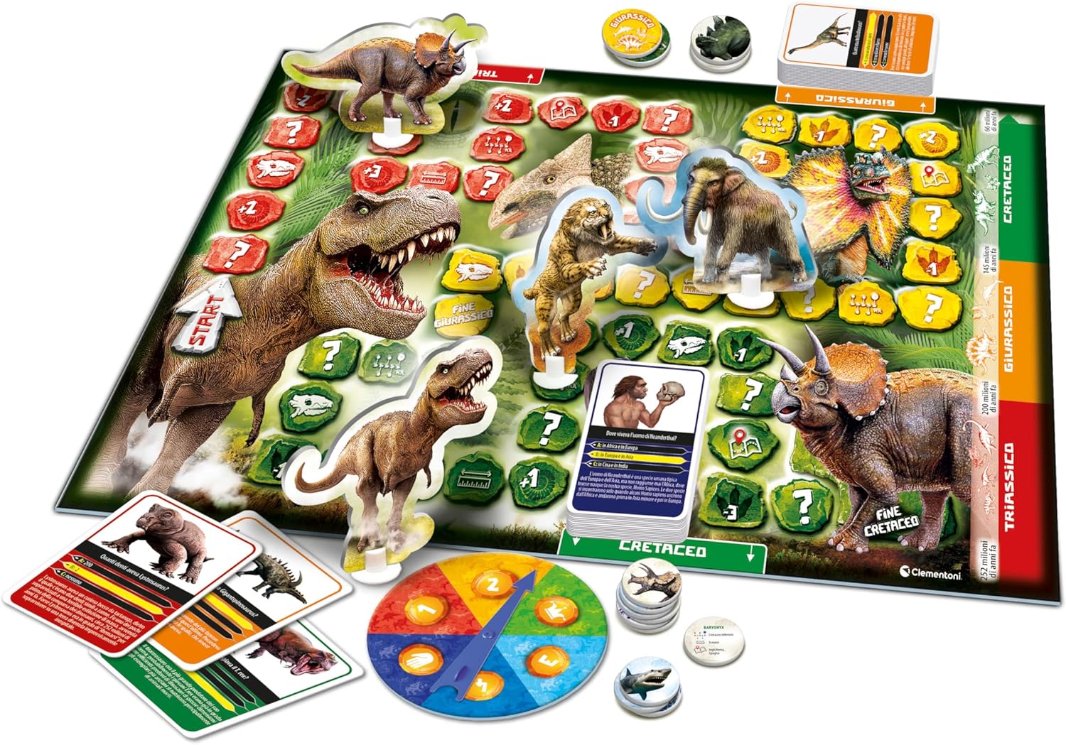 Clementoni- Sapientino più prehistoria Educativo de 6 años, Mesa para niños, Juego, cuestionarios sobre Dinosaurios, Fabricado en Italia, Color Italiano (16599