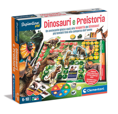 Clementoni- Sapientino più prehistoria Educativo de 6 años, Mesa para niños, Juego, cuestionarios sobre Dinosaurios, Fabricado en Italia, Color Italiano (16599