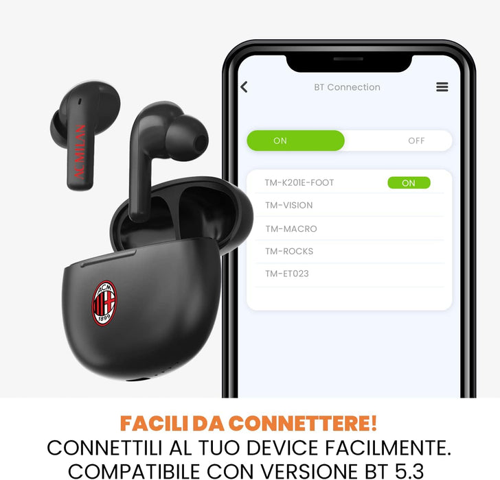 Techmade TM-K201E-MIL Earbuds Auricolari Bluetooth AC Milan Marca
