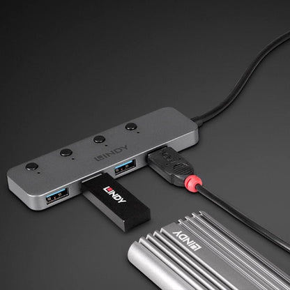 Lindy 4 Port USB 3.2 Type C Hub with On/Off Switches
