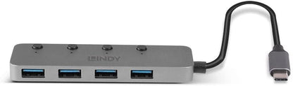 Lindy 4 Port USB 3.2 Type C Hub with On/Off Switches