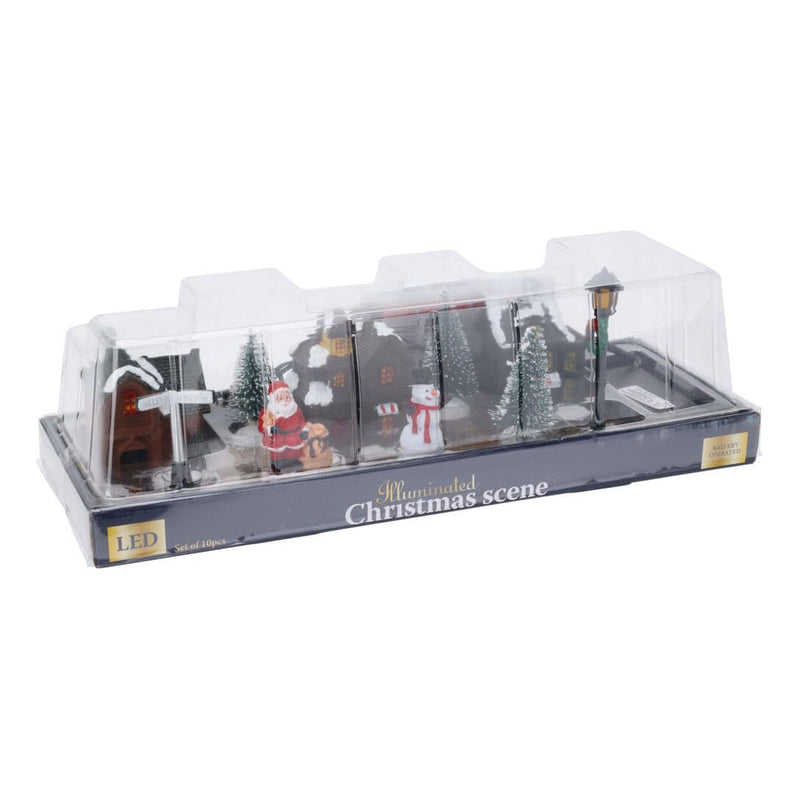 VILLAGE WITH LED | SET OF 10 PCS
