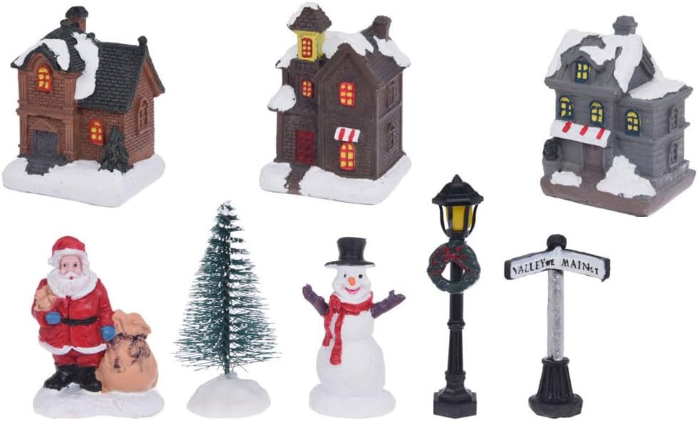 VILLAGE WITH LED | SET OF 10 PCS