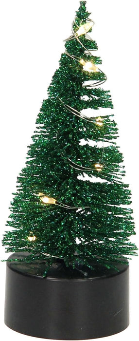 Home & Styling Collection Christmas Tree with 6 LEDs, Black Base, 11 cm, Green