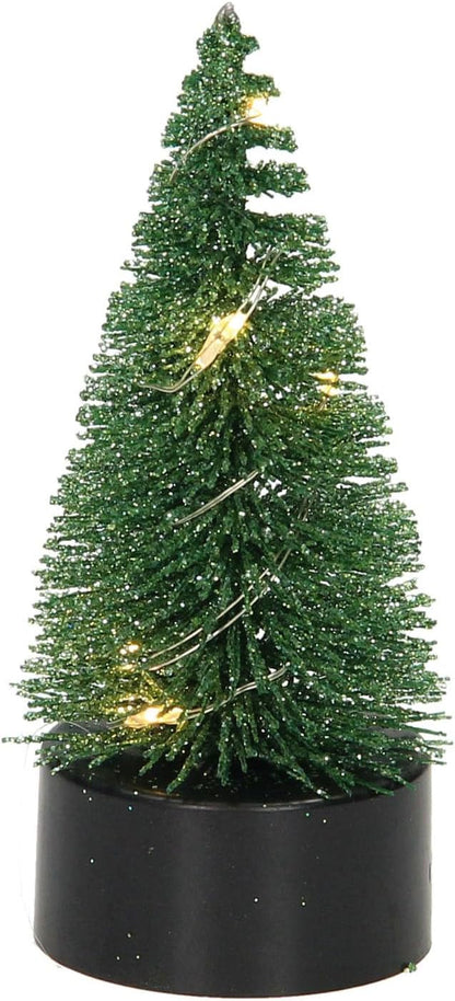 Home & Styling Collection Christmas Tree with 6 LEDs, Black Base, 11 cm, Green