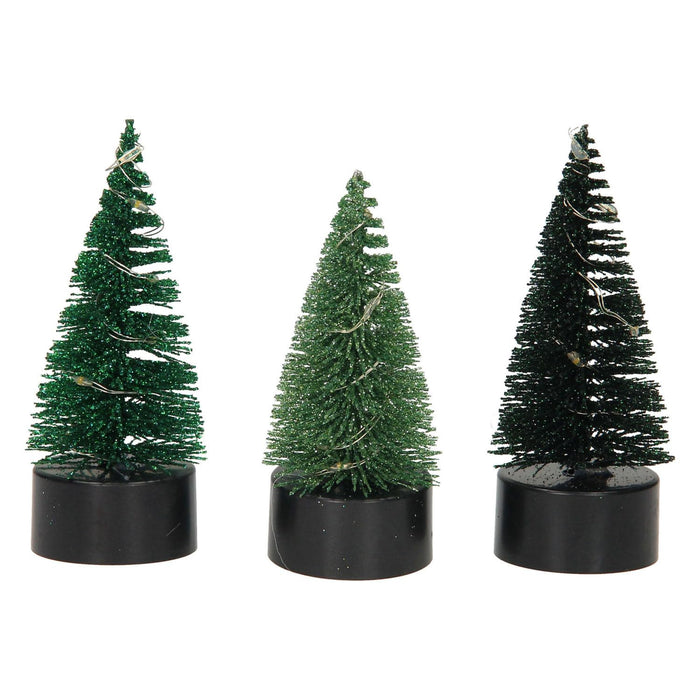 Home & Styling Collection Christmas Tree with 6 LEDs, Black Base, 11 cm, Green