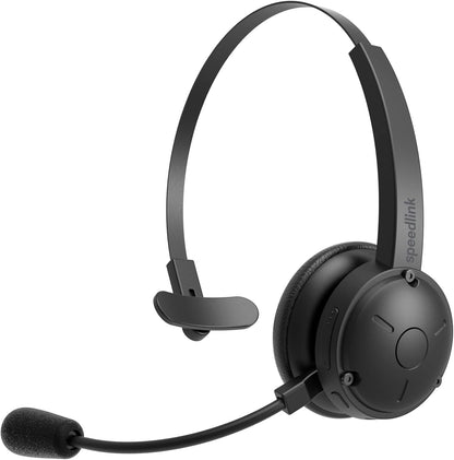 Speedlink SONA Pro Bluetooth Headset – very light mono headset with microphone and noise cancelling, with charging station for office and home office, connection wireless Bluetooth or USB cable, black