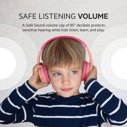 Belkin SoundForm Mini Kids Wireless Headphones with Built in Microphone, On Ear Headsets Girls and Boys For Online Learning, School, Travel Compatible with iPhones, iPads, Galaxy and more