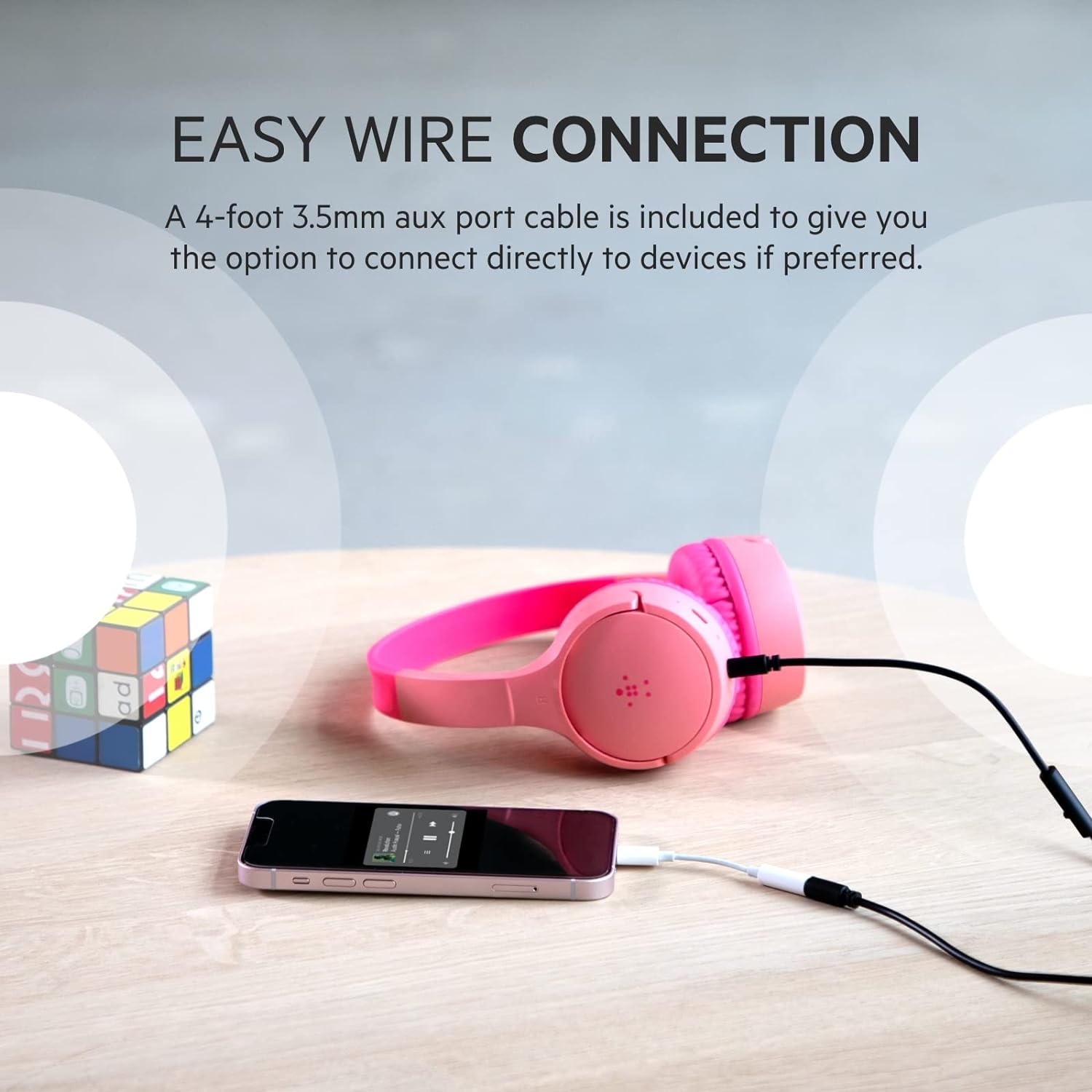 Belkin SoundForm Mini Kids Wireless Headphones with Built in Microphone, On Ear Headsets Girls and Boys For Online Learning, School, Travel Compatible with iPhones, iPads, Galaxy and more