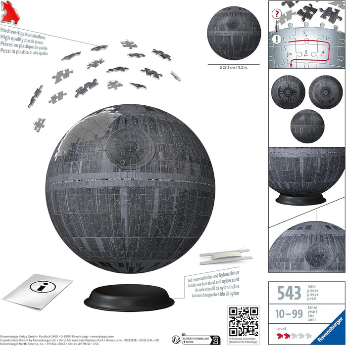 Ravensburger Star Wars Death Star 3D Jigsaw Puzzle for Kids Age 10 Years Up - 540 Pieces - No Glue Required - Easter Gifts for Adults