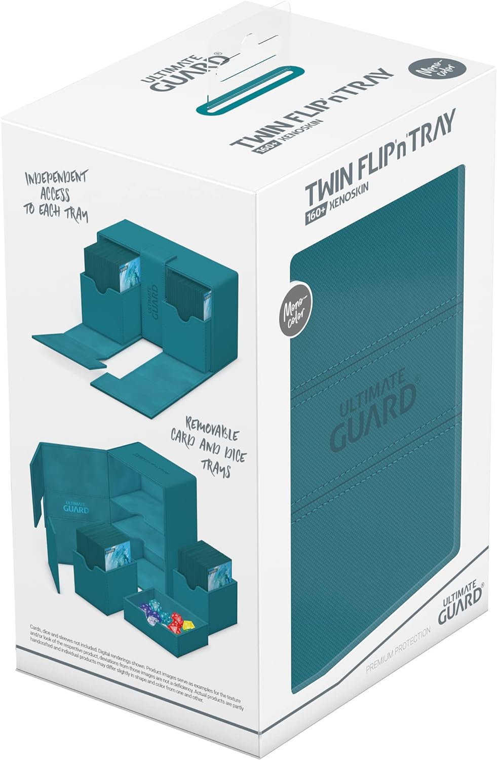 Ultimate Guard UGD011239 Twin Flip'n`Tray 160+ XenoSkin Monocolour Petrol Blue Card Box