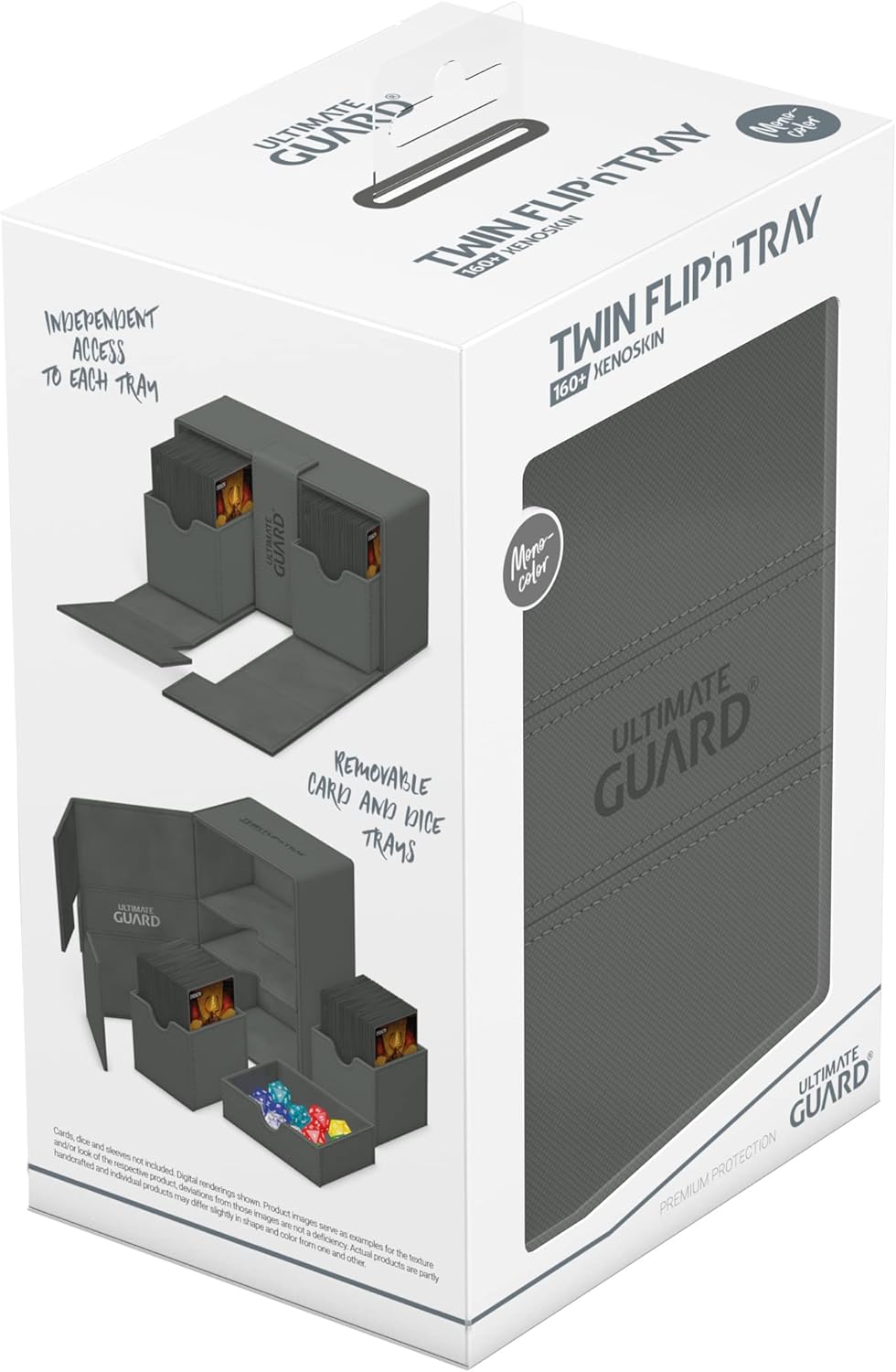 Ultimate Guard UGD011241 Twin Flip'n`Tray 160+ XenoSkin Monocolour Grey Card Box