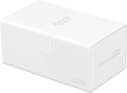 Ultimate Guard Flip 'n' Tray 200+, Deck Case for 200 Double-Sleeved TCG Cards + Dice Tray, White, Independent Magnetic Closure & Microfiber Lining