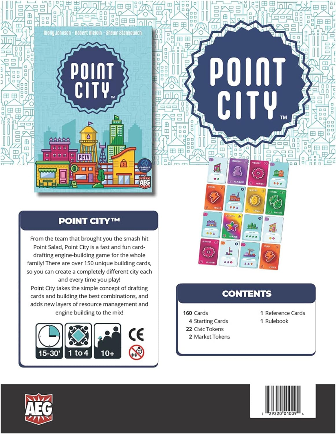 Point City - AEG, Flatout Games, City Building, Drafting Collection Card Game, Family Ages 10+, 15-30 min, 1-4 Players