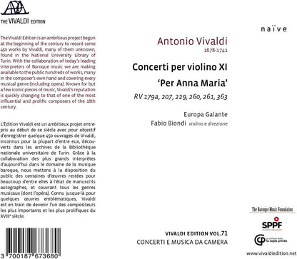 Vivaldi: Concerti Per Violino XI, 'Per Anna Maria'